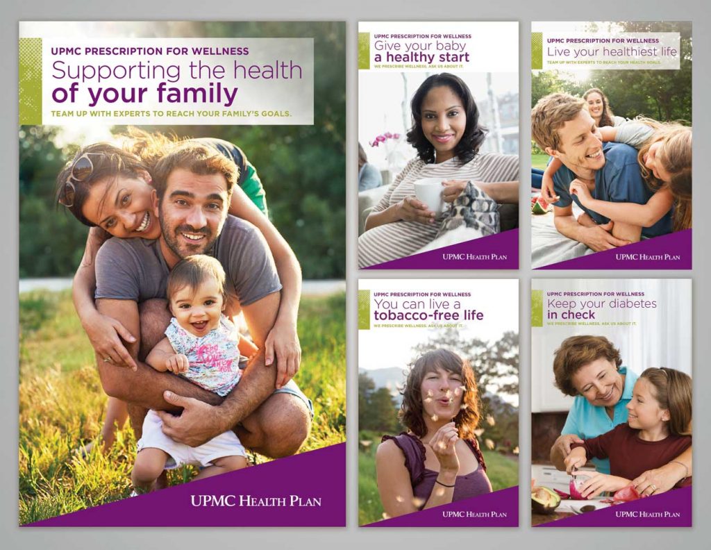 UPMC Prescription for Wellness. Suite of brochures to support wide capabilities of the health couch program.