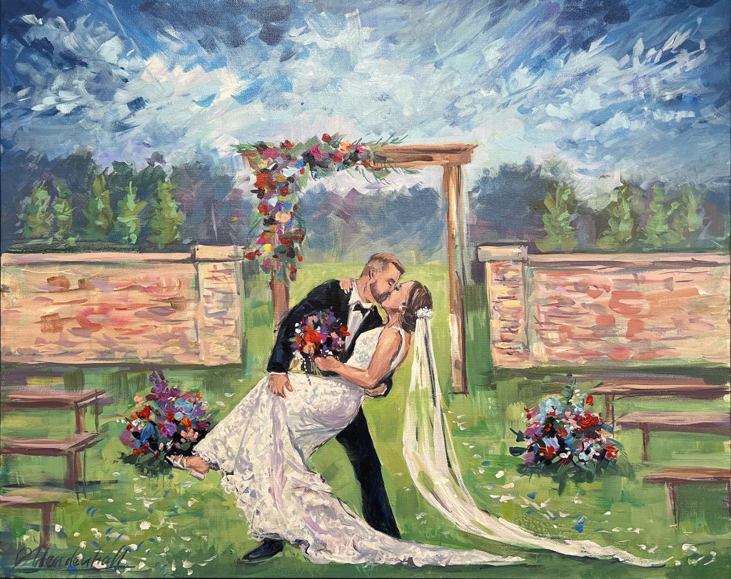 Kristina and Corey live wedding painting, live wedding painter, Pittsburgh